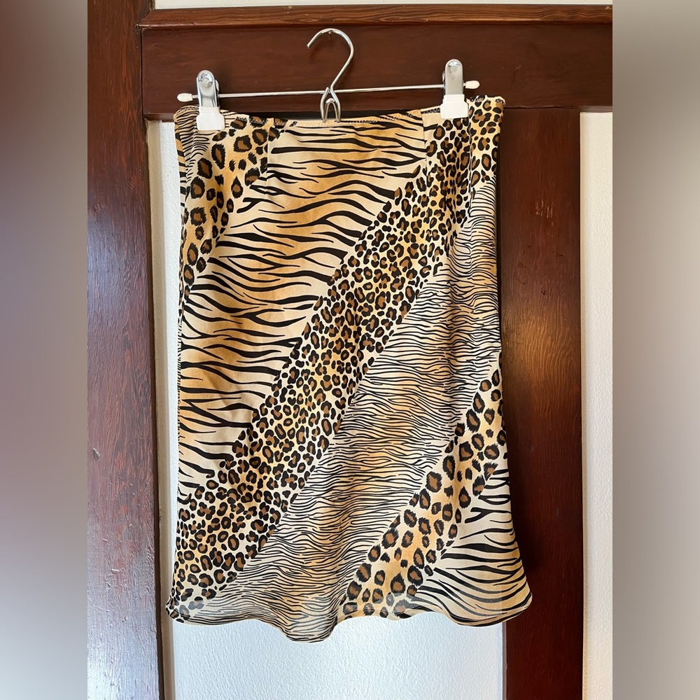 Vintage Express Animal Print Leopard Cheetah Bias Skirt